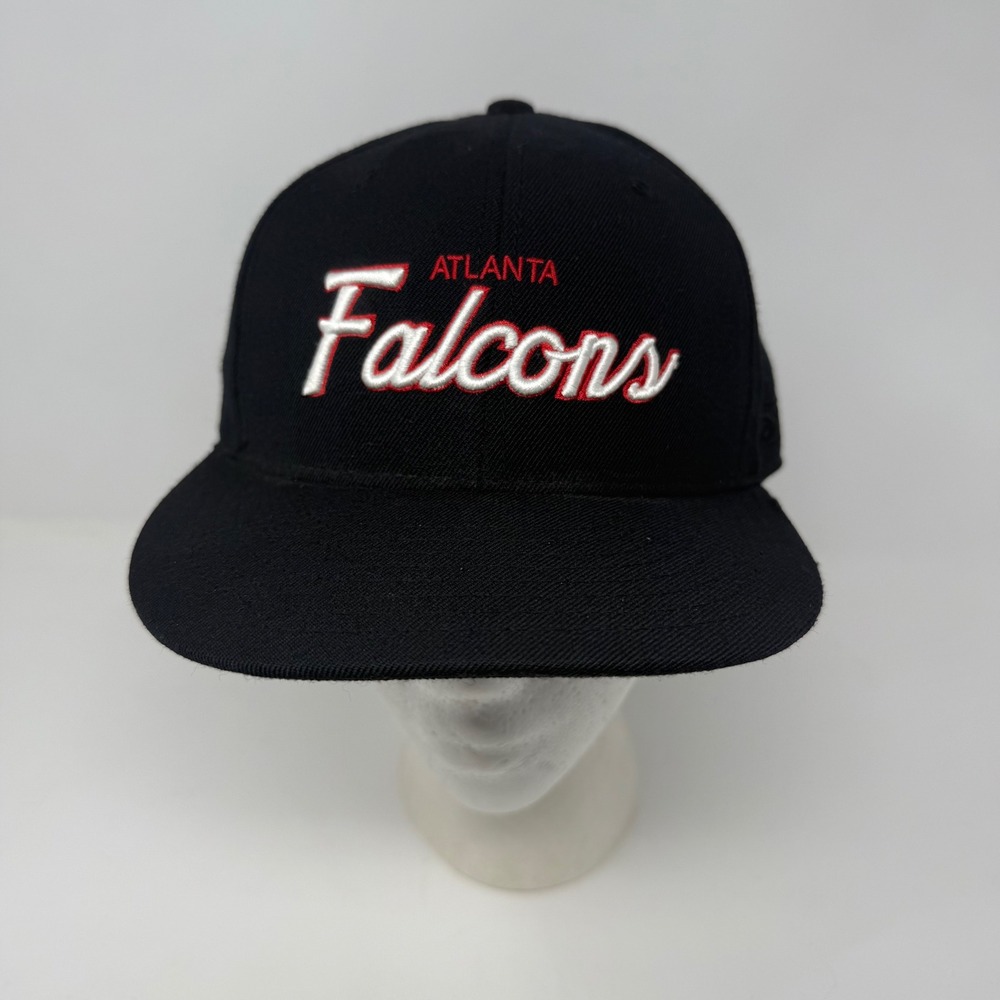 Vtg Atlanta Falcons Black Fitted 7-3/8 Hat‎ Cap Reebok NFL Football Team Gear